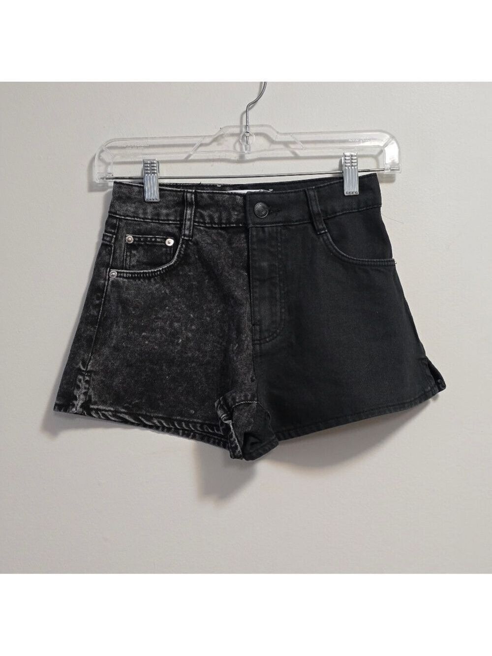 Bershka Black Jean Shorts High-Waisted Raw Hem